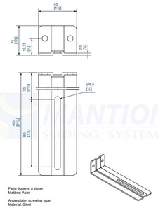 Przedłużony uchwyt mocujący szynę poziomą MANTION 7153L, ocynk