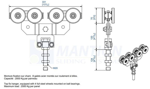 Wózek 8-kołowy MANTION 2288SL, ocynk