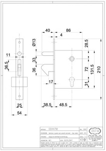 Zamek hakowy z trzpieniem IBFM 72/50, typ 447M