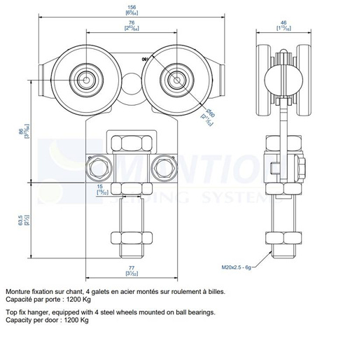 Wózek 4-kołowy MANTION 9265S, ocynk