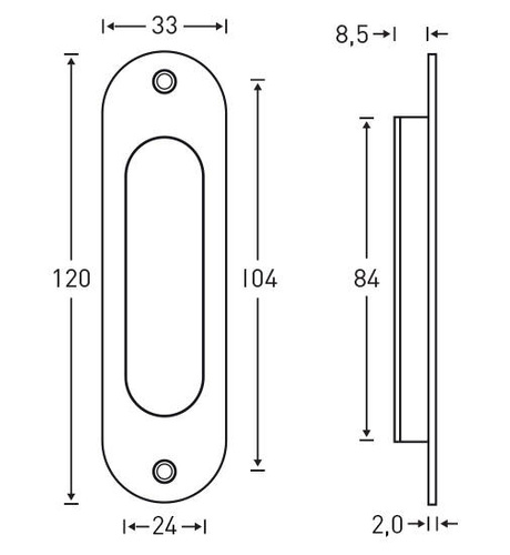 Uchwyt wpuszczany Metal-Bud PREMIUM owalny