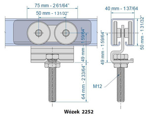 Wózek 4-kołowy MANTION 2252, ocynk