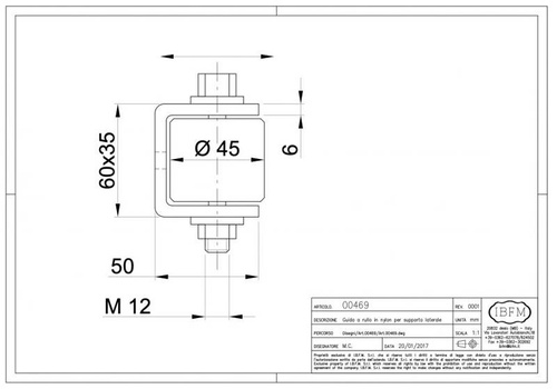 Nylonowy prowadnik rolkowy z podporą boczną IBFM, typ 469