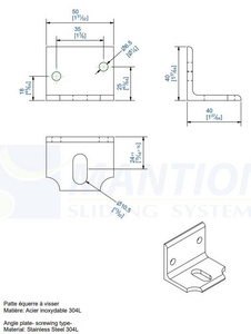 Kątownik montażowy MANTION 9013XA2, stal nierdzewna AISI 304