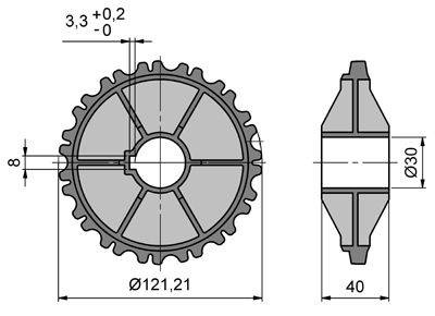 Koło zębate systemu MINK MBS-KR-K6, 15-zębów