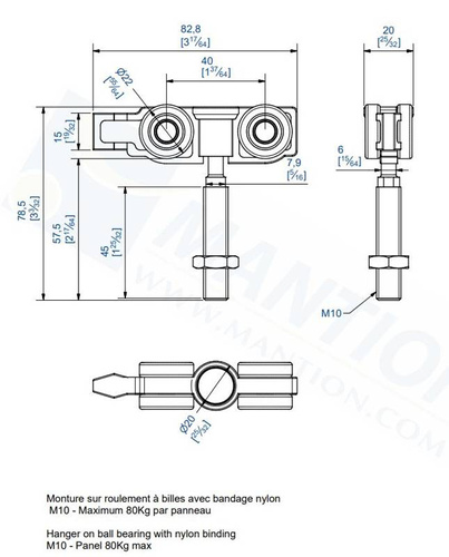 Wózek 4-kołowy MANTION 9318N, nylon