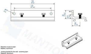 Ścienny łącznik szyny MANTION 10043M, aluminium