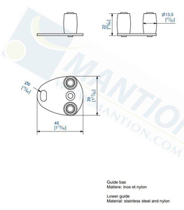 Prowadnik dolny MANTION 1112/2, stal nierdzewna AISI 304