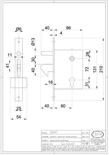 Zamek hakowy z trzpieniem IBFM 72/60, typ 447