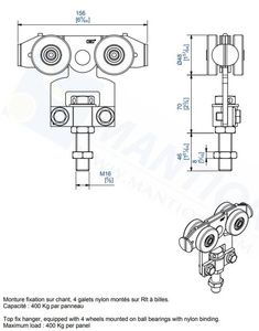 Wózek 4-kołowy MANTION 9255N, koła nylonowe