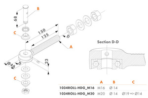 Łożyskowana śruba oczkowa Locinox 1034HDGA do zawiasów 3D i 4D, ocynk