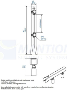 Regulowany 2-rolkowy prowadnik górny MANTION 1052, przedłużone rolki