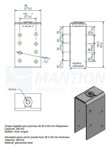 Zakładka wzmacniająca do skrzydeł drewnianych MANTION 0061, ocynk