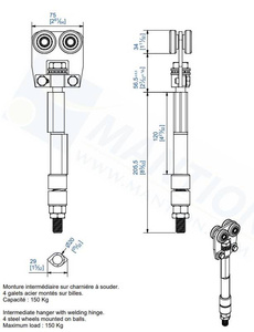 Wózek 4-kołowy do wspawania MANTION 9342SO, ocynk