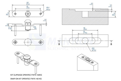 Klipstoper MANTION 9142 do drzwi składanych o wadze do 50 kg
