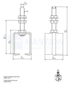 Uchwyt sufitowy z przedłużonym trzpieniem MANTION 8571L, ocynk