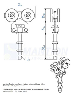 Wózek 4-kołowy MANTION 2255L, ocynk