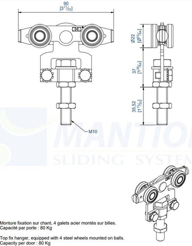 Wózek 4-kołowy MANTION 9215, ocynk