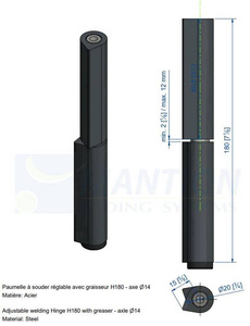 Zawias do wspawania MANTION 1514SOR, Ø14 mm, stal czarna