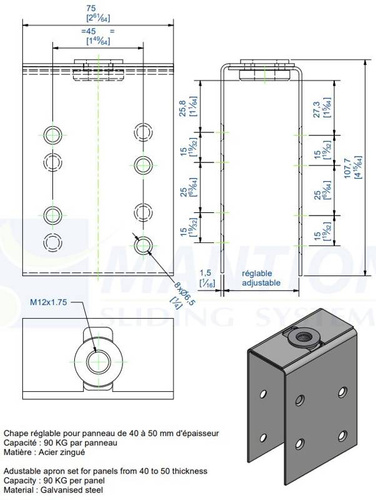 Zakładka wzmacniająca do skrzydeł drewnianych MANTION 0051, ocynk