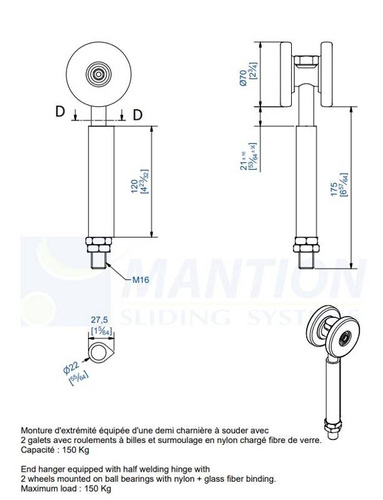 Wózek 2-kołowy do wspawania MANTION 0582SOE, ocynk