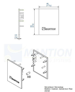 Zaślepka maskownicy MANTION 13015B do systemu SAF-EVOLUTION, zamak surowy