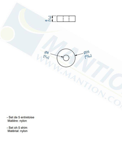 Zestaw podkładek dystansowych MANTION 11123, nylon