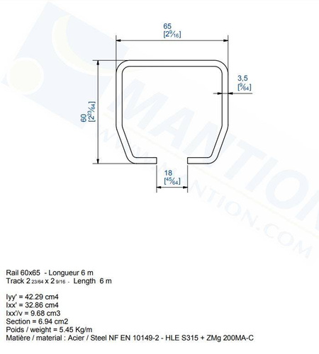Szyna nośna MANTION HERCULE 9050, ocynk