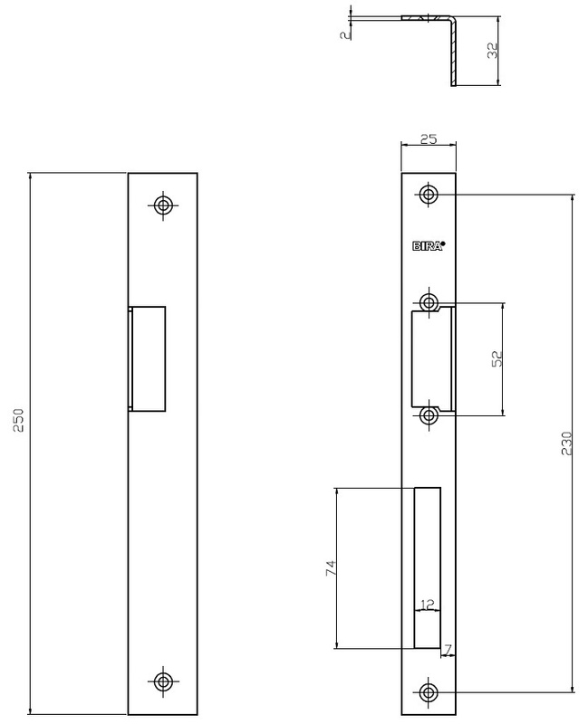Blacha kątowa do elektrozaczepów BIRA OK-K3 ocynk - detal