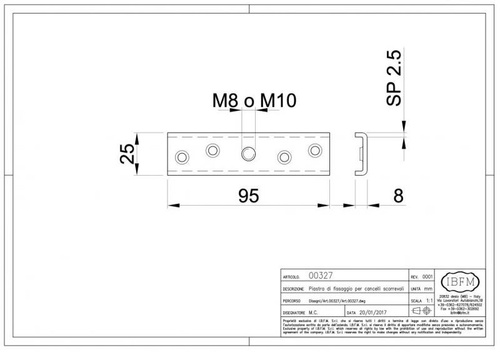 Płytka mocująca IBFM do wózków z gwintem M8, typ 327P