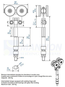 Wózek 4-kołowy do wspawania MANTION 0382SO, ocynk