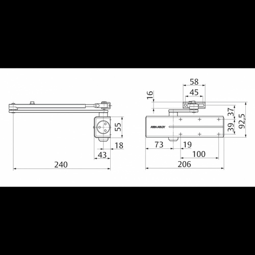 Samozamykacz nawierzchniowy ASSA ABLOY DC140, bez ramienia