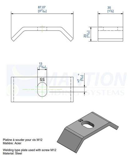 Płytka montażowa do wspawania MANTION 0055, stal czarna