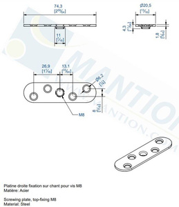 Płytka montażowa do skrzydeł drewnianych MANTION 0026, ocynk
