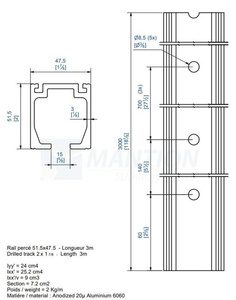 Szyna nośna MANTION 10400A, aluminium anodowane