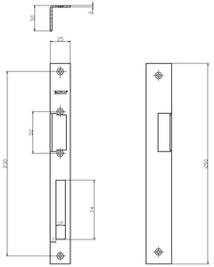 Blacha kątowa do elektrozaczepów BIRA OK-K5, ocynk