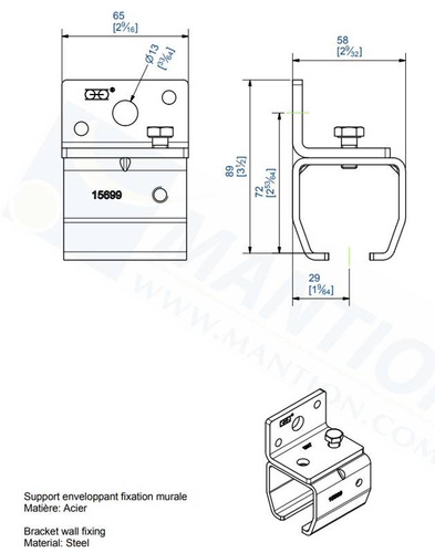 Uchwyt ścienny MANTION 9048V, ocynk