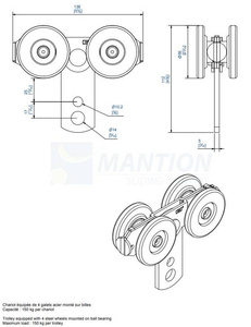 Wózek 4-kołowy MANTION 2762A, ocynk