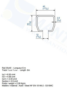 Szyna nośna MANTION HERCULE 9030N, stal czarna