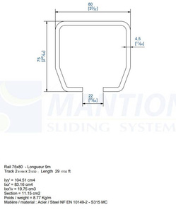 Szyna nośna MANTION HERCULE 9060N, stal czarna
