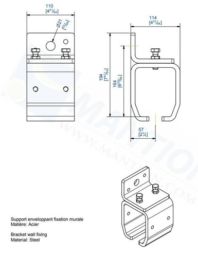 Uchwyt ścienny MANTION 9078V, ocynk