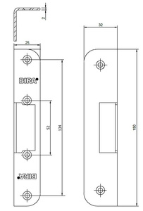 Blacha kątowa do elektrozaczepów BIRA OK-K10, ocynk