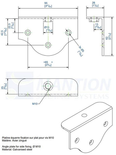 Płytka montażowa kątowa do skrzydeł drewnianych MANTION 0037, ocynk