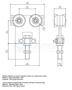 Wózek 4-kołowy MANTION 9255XSA2, stal nierdzewna AISI 304