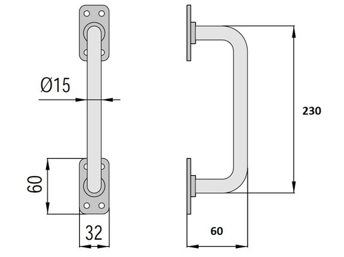 Uchwyt bramowy prosty IBFM typ 482, 230 mm