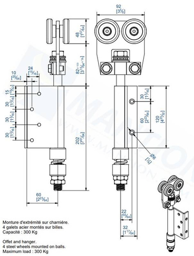 Wózek 4-kołowy z kątownikiem MANTION 9352E, ocynk