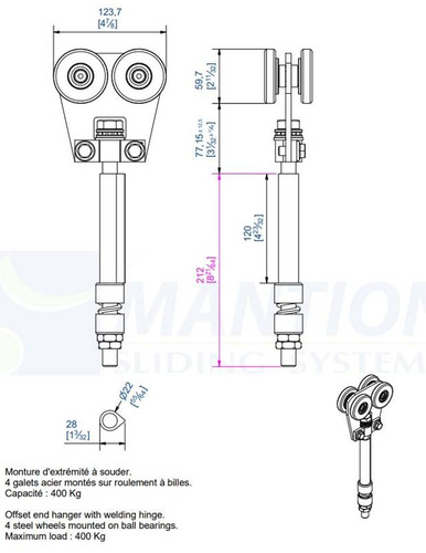 Wózek 4-kołowy do wspawania MANTION 9362SOE, ocynk