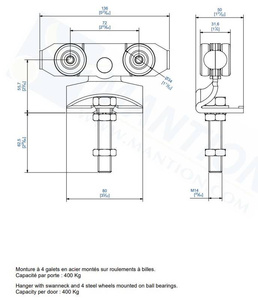 Wózek 4-kołowy MANTION 9242S, ocynk