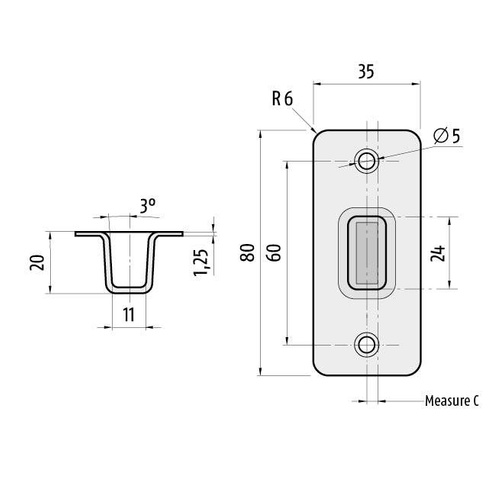 Zestaw dolnych, wąskich gniazd do zasuwy drzwiowej PLANET BM Ø10 mm (900344)