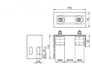 2-rolkowy regulowany prowadnik górny IBFM, typ 467/2L